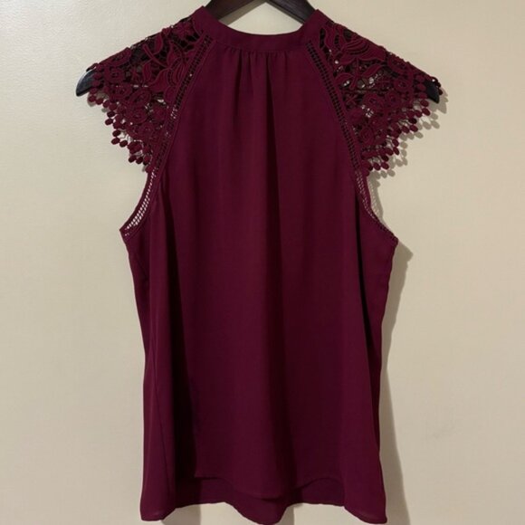 Express Tops - •SOLD•|EXPRESS| Elegant Burgundy Lace Cap Sleeve Open Back Top Blouse Sz S